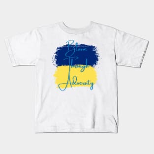 Bloom Through Adversity - Ukrainian Flag (Paint Streak) Kids T-Shirt